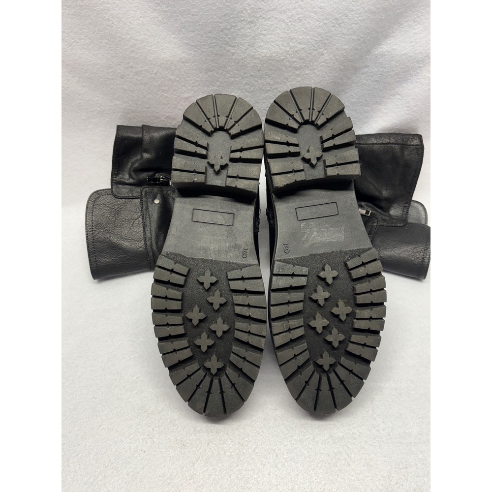 Maurices Blaire Mid Shaft Moto Boots Black Buckle Slouchy Lug Sole Womens 9M - Picture 11 of 12